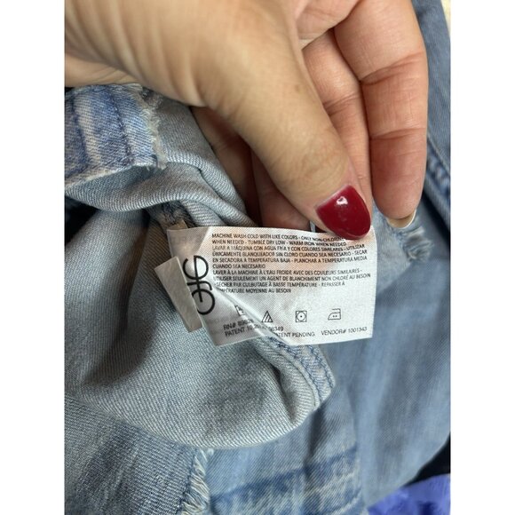 Skinnygirl Korey Denim Button-Down Top Light Wash NWOT Plus Size 1X Raw Hem - Picture 9 of 9